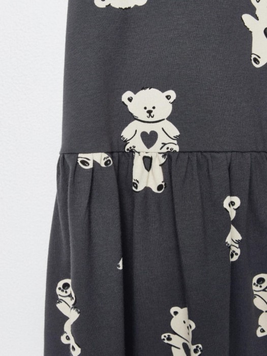 трикотажное платье с принтом для девочек из хлопка спереди