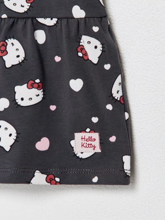 трикотажное платье с принтом hello kitty для девочек из хлопка спереди