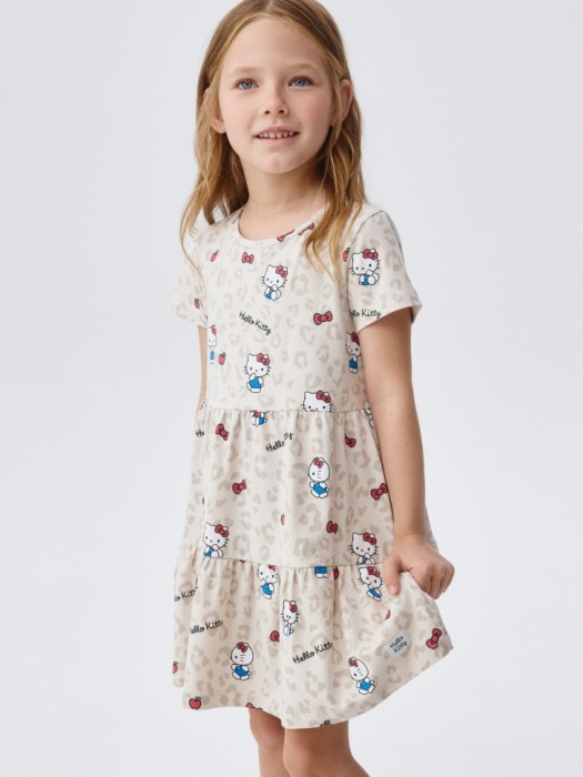 трикотажное платье с принтом hello kitty для девочек 4680798498027 фотография