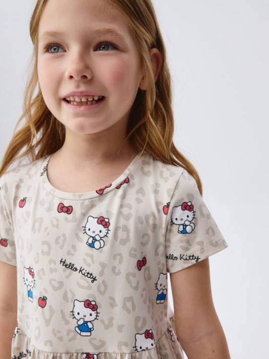 трикотажное платье с принтом hello kitty для девочек из россии вид сбоку