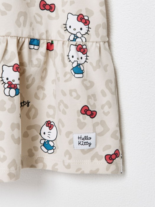 трикотажное платье с принтом hello kitty для девочек из хлопка спереди