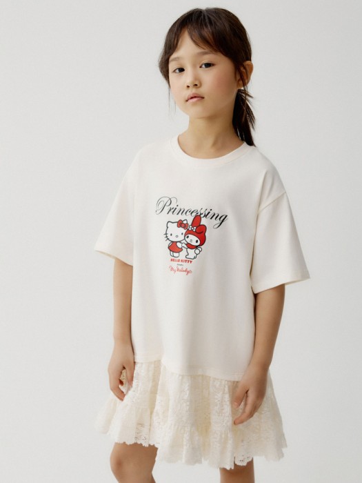 трикотажное платье с принтом hello kitty my melody для девочек от бренда sela вид слева