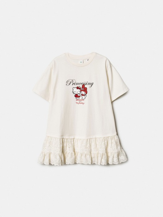 трикотажное платье с принтом hello kitty my melody для девочек из россии вид сбоку