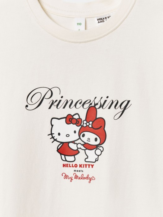 трикотажное платье с принтом hello kitty my melody для девочек из хлопка спереди