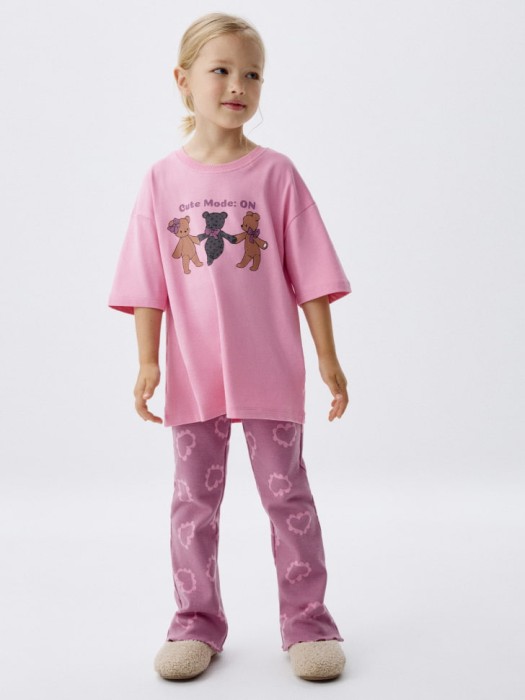 трикотажные брюки клеш с принтом для девочек 4680798747279 фотография