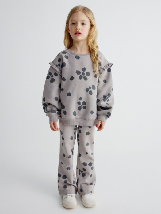 трикотажные брюки клеш с принтом для девочек 4610517275028 фотография