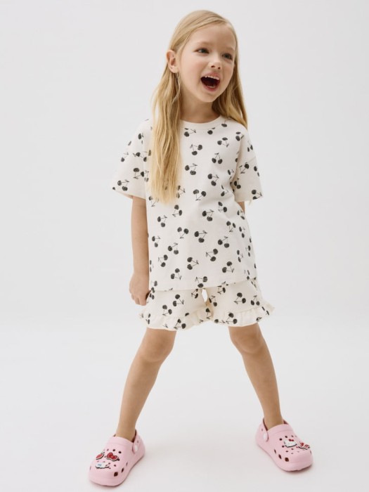 трикотажные шорты с принтом для девочек от бренда sela вид слева