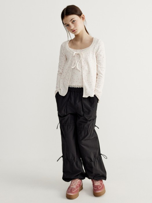 трикотажный кардиган на завязках для девочек от бренда sela вид слева