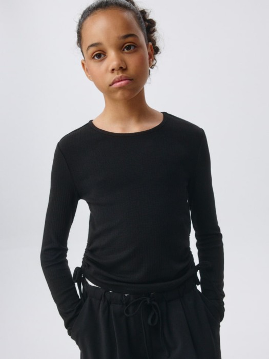 трикотажный лонгслив в рубчик для девочек 4680704888355 фотография