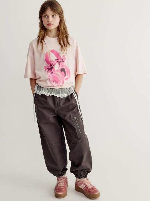 твиловые брюки с кружевной оборкой для девочек 4610517694409 фотография