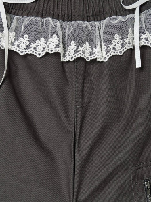 твиловые брюки с кружевной оборкой для девочек из россии вид сбоку