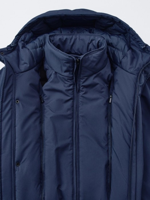 удлиненная куртка со съемной манишкой из льна спереди