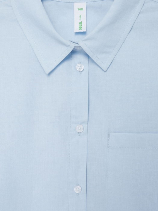 удлиненная рубашка для девочек из хлопка спереди