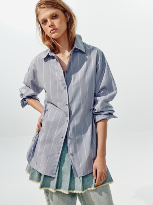 удлиненная рубашка с драпировкой из линейки  young 4610517871442 фотография