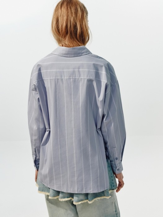 удлиненная рубашка с драпировкой из линейки  young из россии вид сбоку