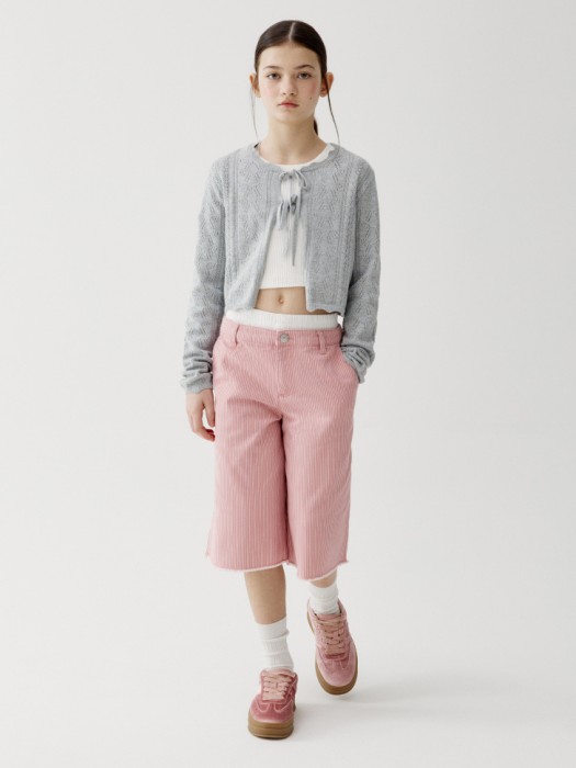 удлиненные шорты в полоску с двойным поясом для девочек 4610517611703 фотография