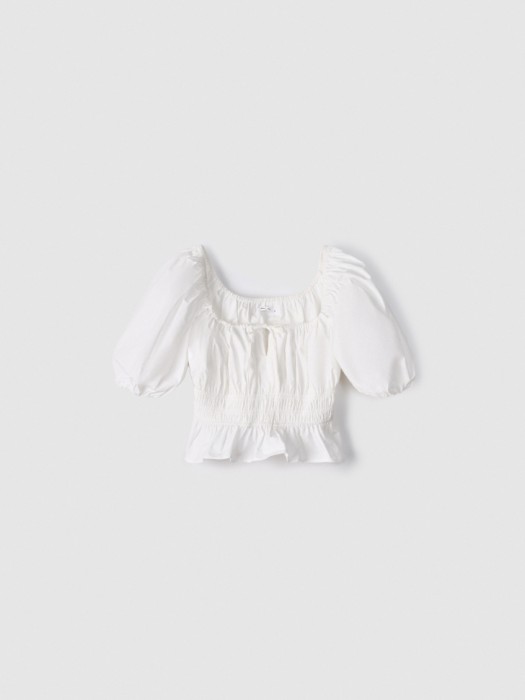 укороченная блузка из хлопка с объемными рукавами 4640611059965 фотография