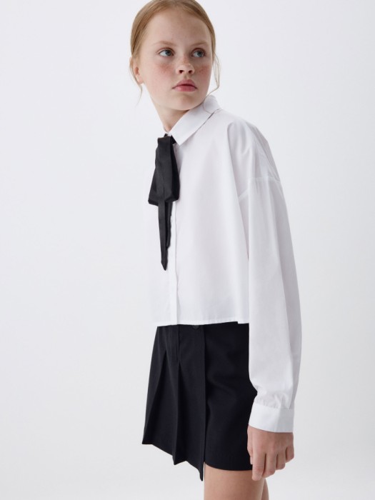укороченная блузка из смесового модала для девочек универсального стиля с лицевой стороны