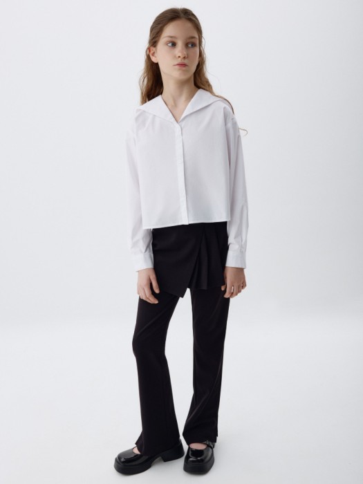 укороченная блузка с морским воротником для девочек от бренда sela вид слева