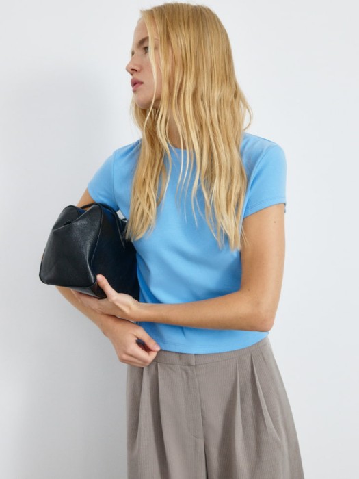 укороченная футболка-топ с пич-эффектом 4680798749846 фотография