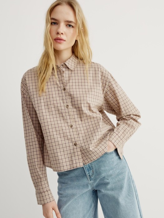 укороченная рубашка из хлопка в клетку 4610517687883 фотография