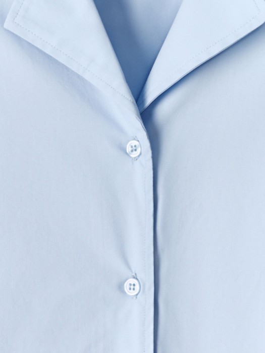 укороченная рубашка из смесового хлопка и тенселя из хлопка спереди