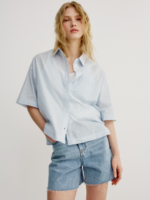 укороченная рубашка оверсайз из хлопка 4610517851734 фотография