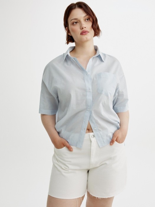 укороченная рубашка оверсайз из хлопка из хлопка спереди