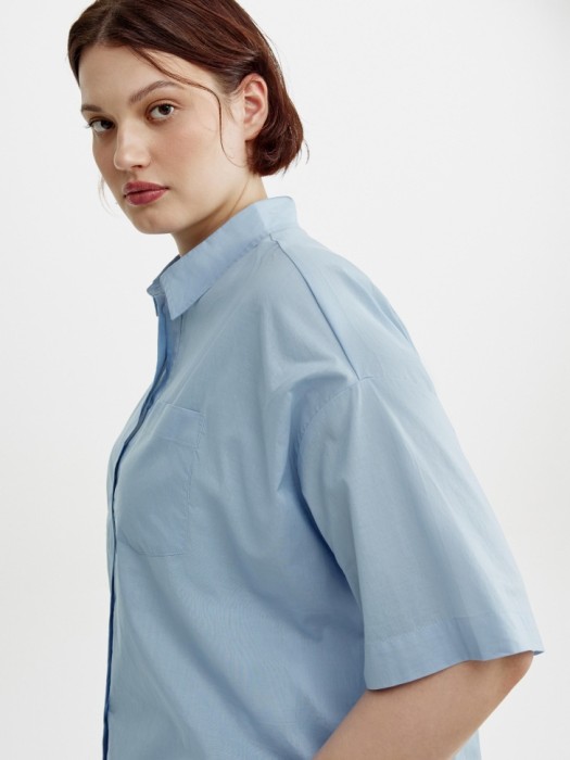 укороченная рубашка оверсайз из хлопка из хлопка спереди