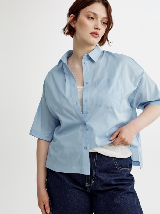 укороченная рубашка оверсайз из хлопка универсального стиля с лицевой стороны