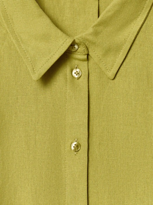 укороченная рубашка оверсайз из смесового льна из вискозы спереди
