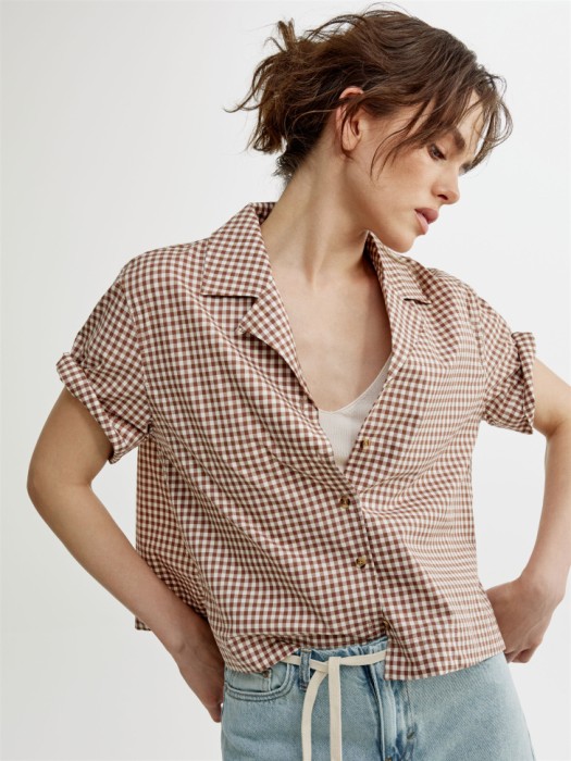 укороченная рубашка с коротким рукавом из хлопка 4610517984449 фотография