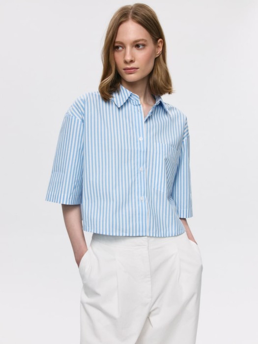 укороченная рубашка в полоску 4680798025339 фотография