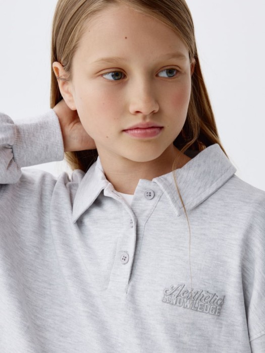 укороченное поло с длинным рукавом для девочек из хлопка спереди