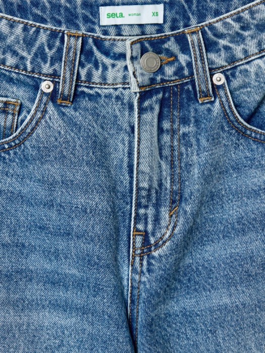 укороченные объемные джинсы со средней посадкой универсального стиля с лицевой стороны