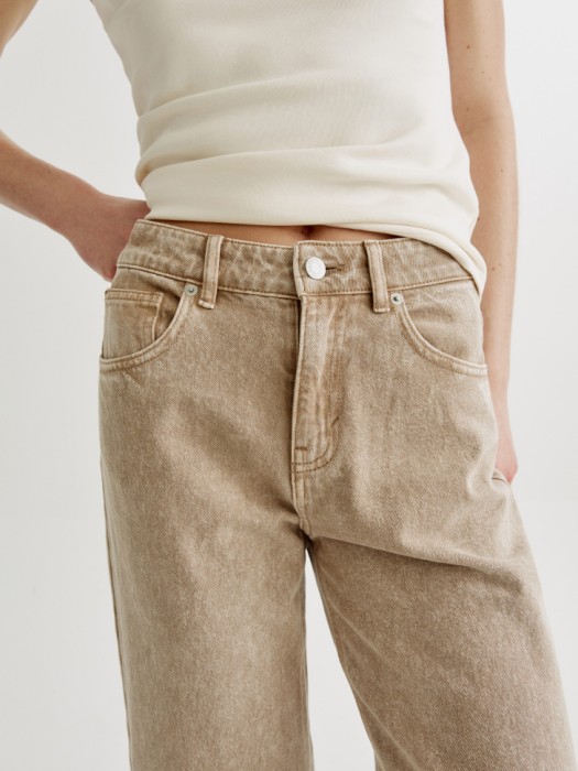 укороченные объемные джинсы со средней посадкой из хлопка спереди