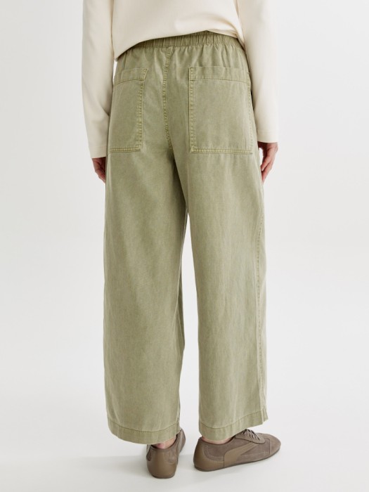 укороченные широкие брюки из смесового тенселя и хлопка по цене 3599 руб вид справа