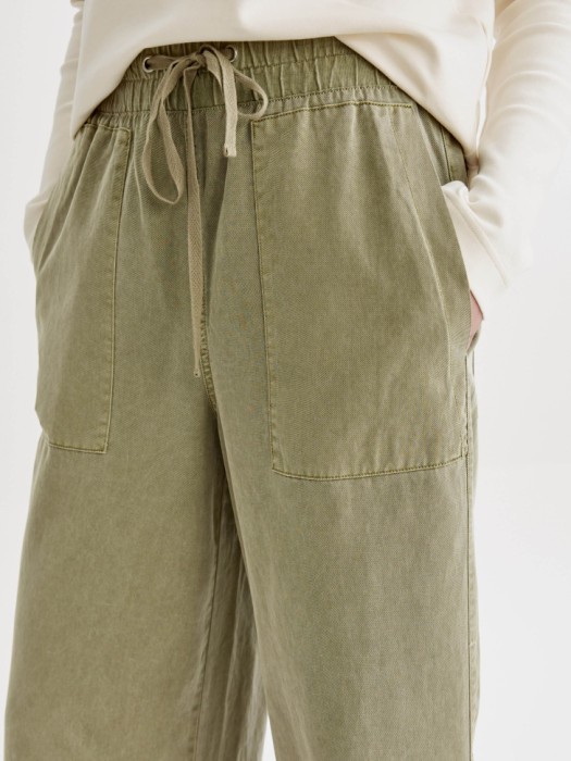 укороченные широкие брюки из смесового тенселя и хлопка из россии вид сбоку