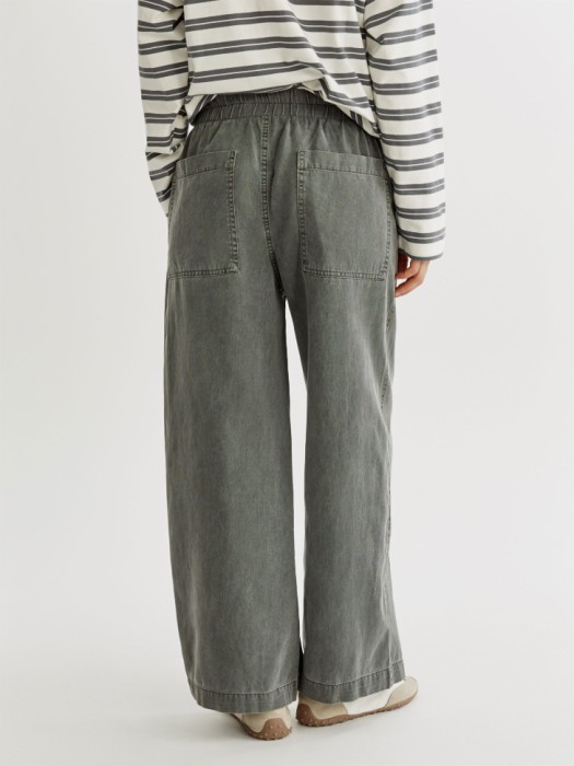 укороченные широкие брюки из смесового тенселя и хлопка по цене 3599 руб вид справа