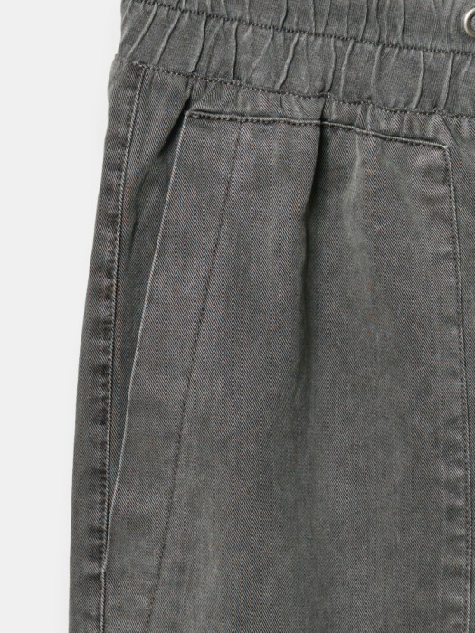 укороченные широкие брюки из смесового тенселя и хлопка из хлопка спереди