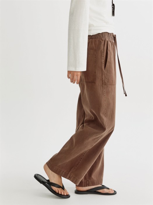 укороченные широкие брюки из смесового тенселя и хлопка по цене 3599 руб вид справа