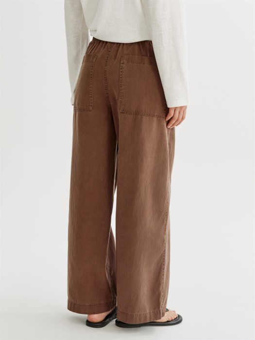 укороченные широкие брюки из смесового тенселя и хлопка из россии вид сбоку