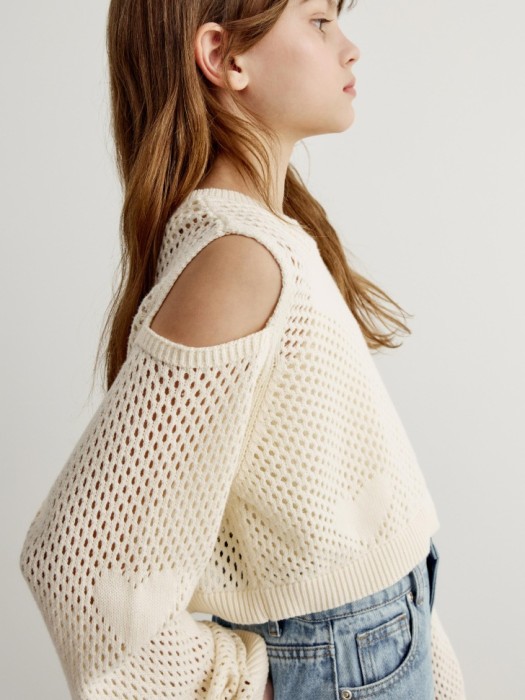 укороченный джемпер ажурной вязки для девочек по цене 2299 руб вид справа