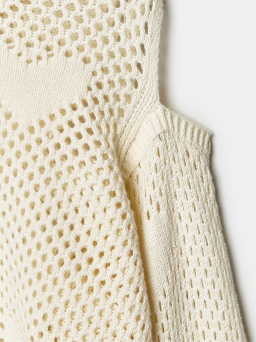 укороченный джемпер ажурной вязки для девочек из хлопка спереди