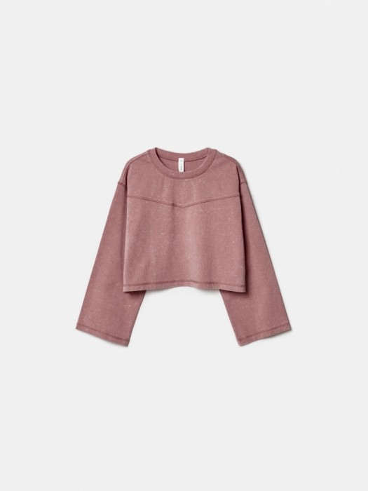 укороченный лонгслив с эффектом стирки для девочек из россии вид сбоку