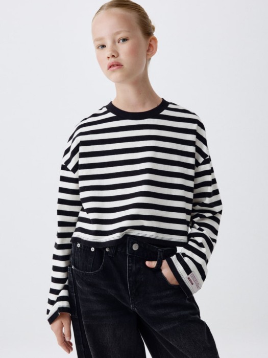 укороченный лонгслив в полоску для девочек из коллекции  archive 4680798561578 фотография