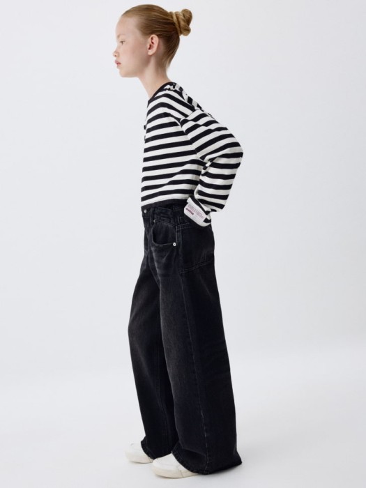 укороченный лонгслив в полоску для девочек из коллекции  archive от бренда sela вид слева