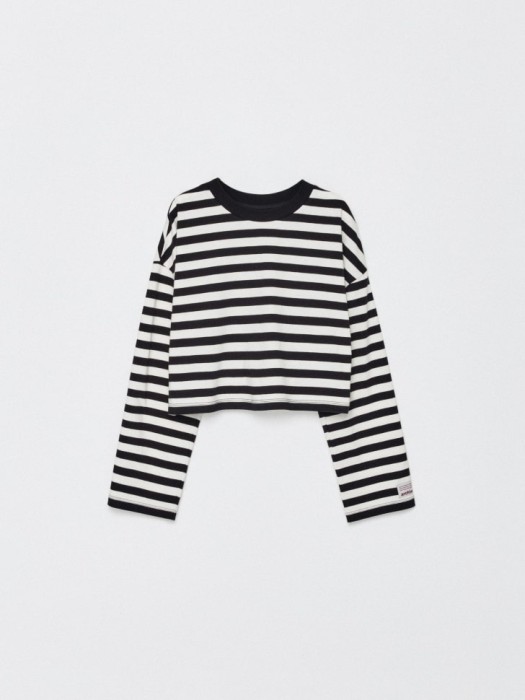 укороченный лонгслив в полоску для девочек из коллекции  archive из россии вид сбоку