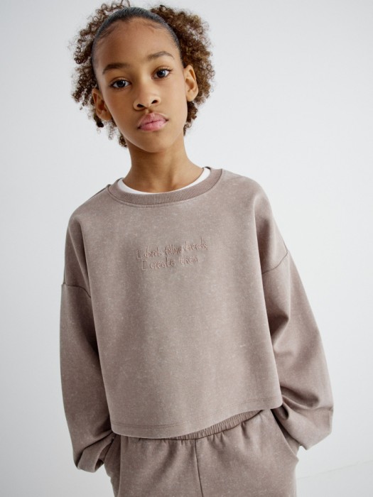 укороченный свитшот с вышивкой для девочек 4680798487700 фотография