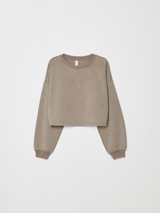 укороченный свитшот с вышивкой для девочек из россии вид сбоку